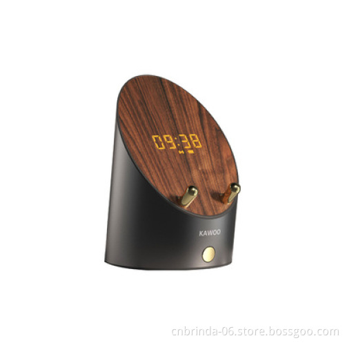 Wooden Speaker Wireless Alarm Clock Speaker Smart Sensor Phone Holder Portable Large-capacity Lithium Battery Desktop Audio